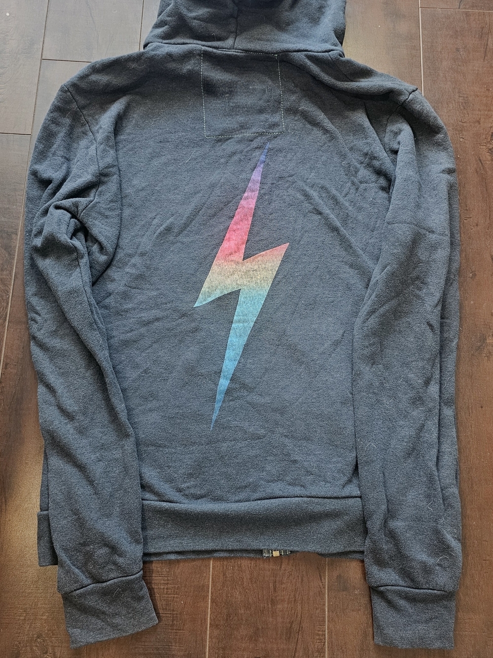 Aviator Nation Navy/Charcoal Hoodie with Rainbow Lightning Bolt